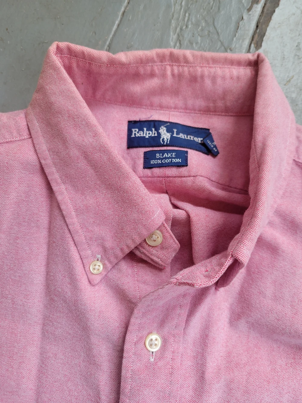 VTG Polo Ralph Lauren Blake Pink Oxford Button Down Shirt Embroidered Bear XL